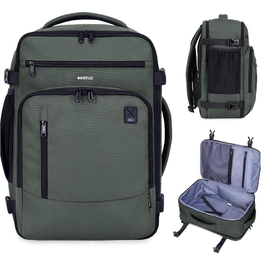 ECOHUB 17'' Small Travel Backpack,  17 inch underseat, Green - United Airlines